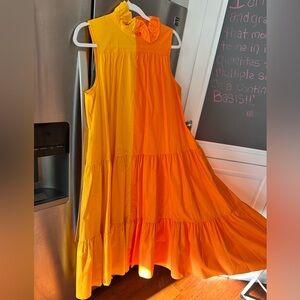 Vibrant Orange Sleeveless Dress/w pockets